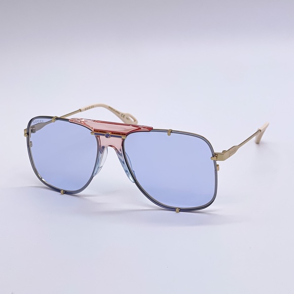 NEW GUCCI GG0739S 005 UNISEX PILOT FRAME SUNGLASSES GUCCI GG0739S BLUE - Picture 4 of 12